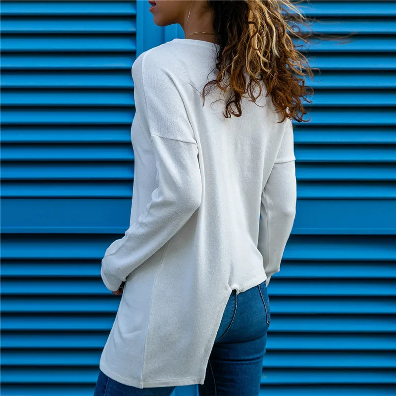 2018 Модный женский осенний свитер Повседневный пуловер с длинными рукавами и