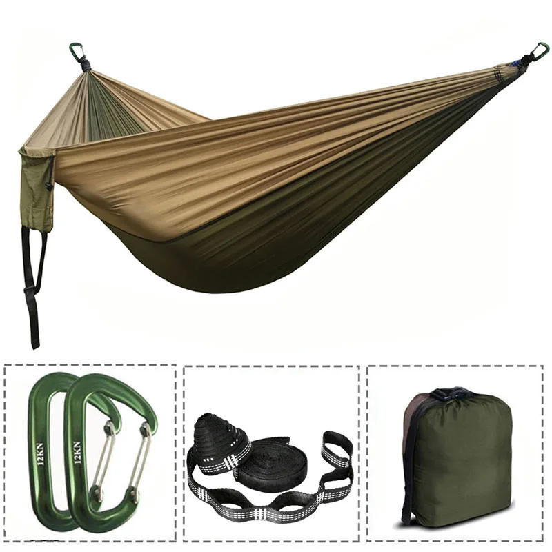 Army Green and Khaki Дропшиппинг ассорти цветов нейлоновый гамак из парашютной ткани наружные гамаки для кемпинга двойной человек портативный качели гамак - Цвет: Army Green and Khaki