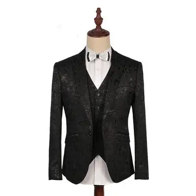 2017 весенне-осенний модный мужской костюм в стиле ретро жаккардовый черный