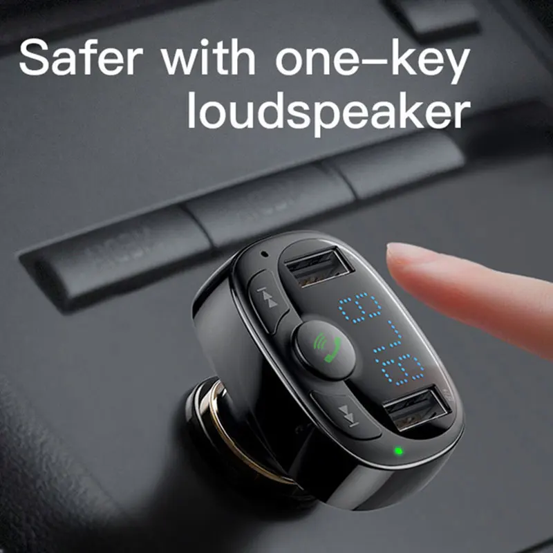 baseus dual usb car charger with fm transmitter bluetooth handsfree fm modulator phone charger in car for iphone xiaomi huawei free global shipping