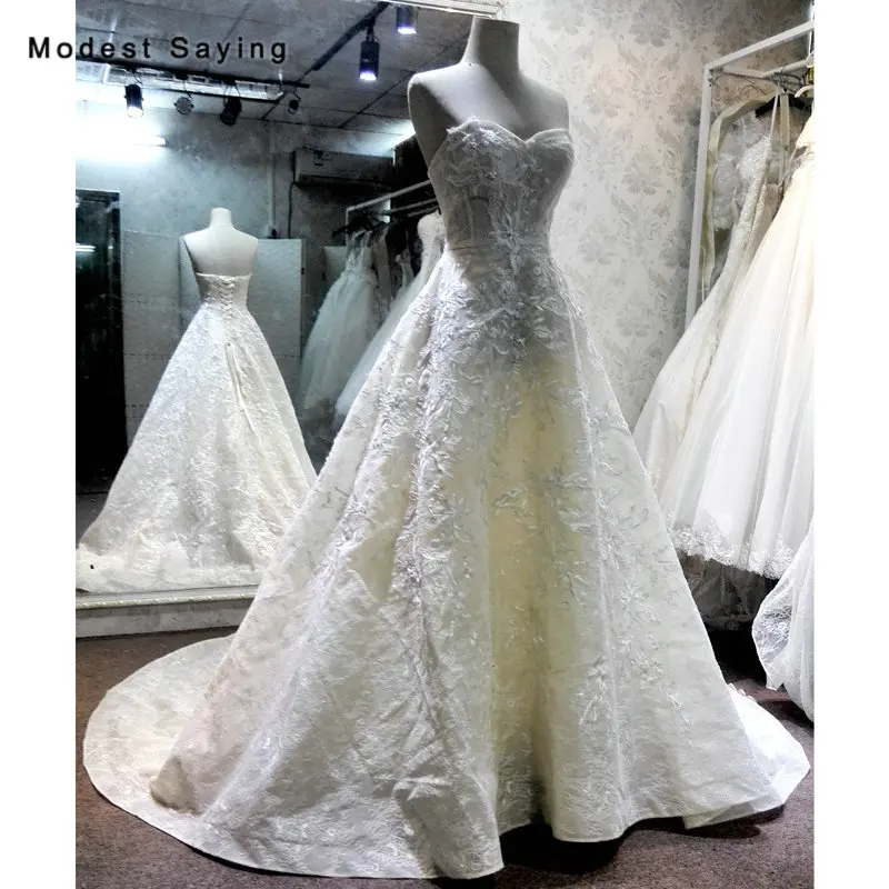 

New Fashion Champagne and Ivory Applique Lace Wedding Dresses 2018 Ball Gown Beaded Bridal Gowns Formal Long vestidos de noiva