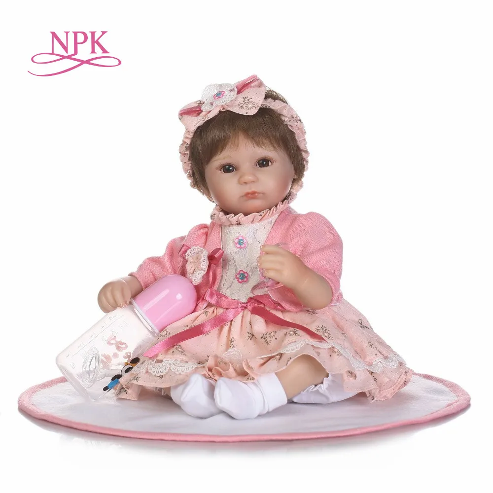 NPK Boneca Reborn 18 дюймов Мягкие силиконовые виниловые куклы 43 см мягкие для