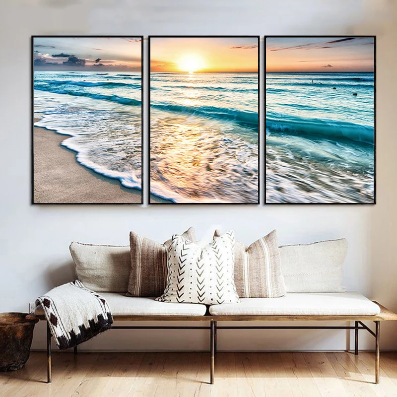 Закат Морской пейзаж стены художественный постер картина печать для дома офиса