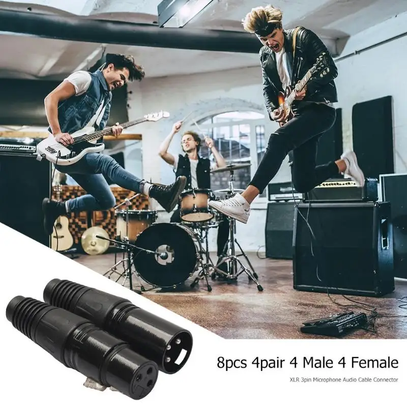 Разъемы XLR 3Pin для микрофона черные 8 шт. 4 штекера гнезда кабеля сделай