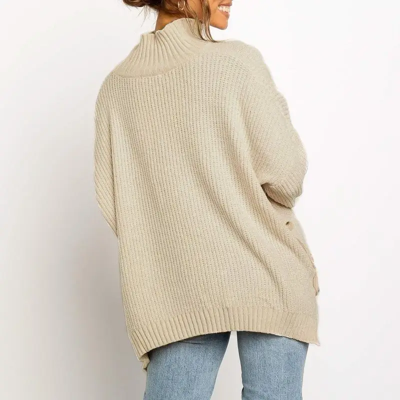 Куркума корейский вязаный свитер женский 2019 Осень Зима Высокий Низкий