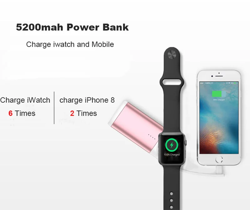 5200 мАч портативное беспроводное зарядное устройство для Apple Watch 3 2 1 Внешнее