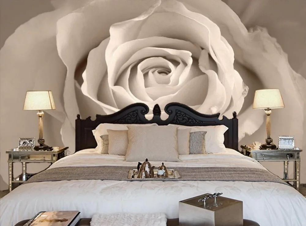 Декоративные обои 3d с изображением белых роз стереоскопические для украшения