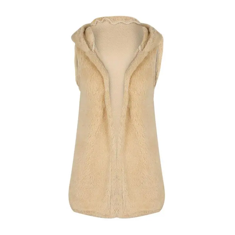 Повседневные Жилеты с капюшоном из искусственного меха модная зимняя женская