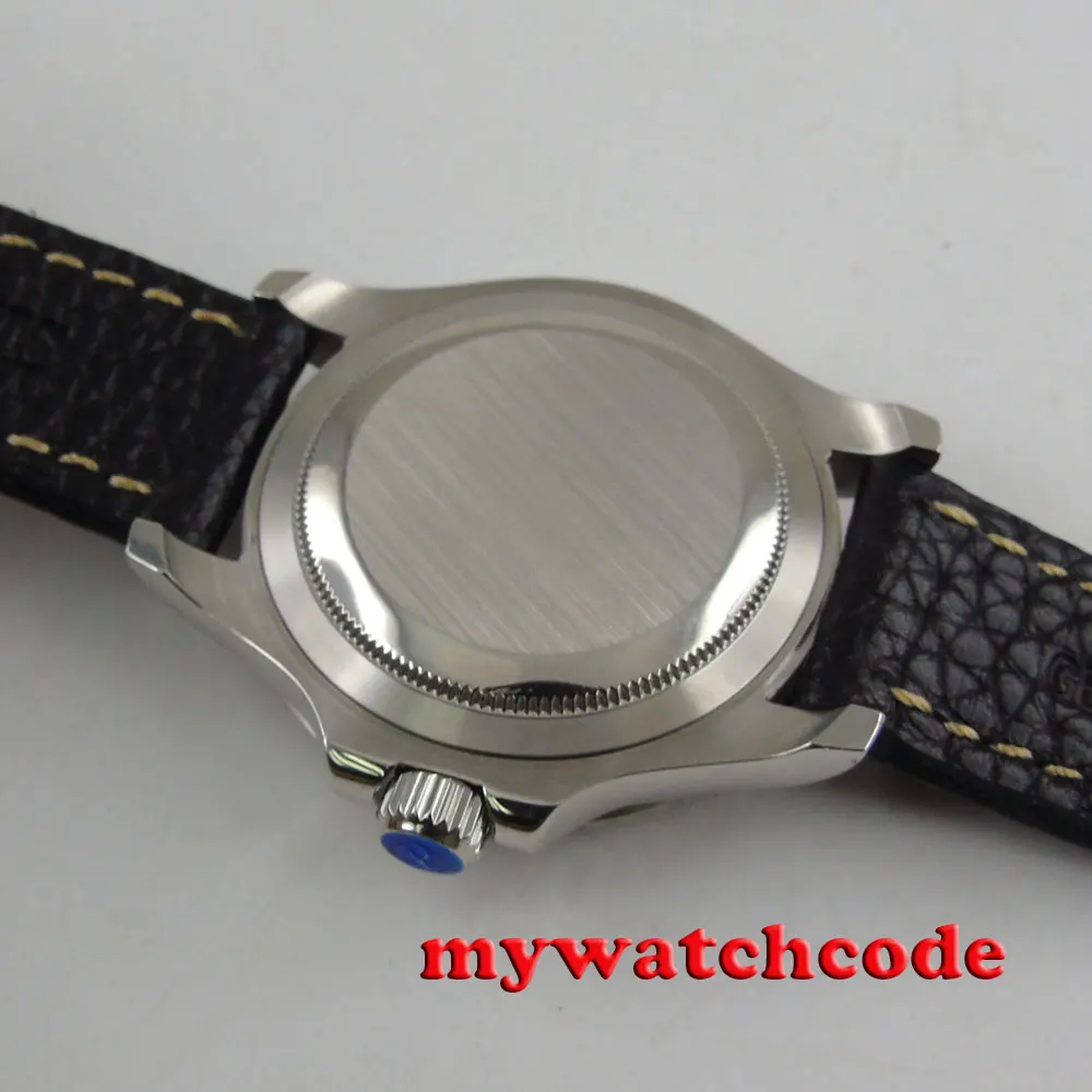 Мужские автоматические часы 41 мм Parnis с черным циферблатом сапфировым стеклом 21