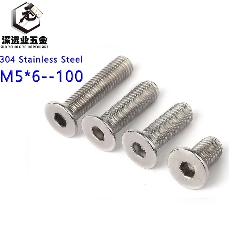 

DIN7991 M5 GB2673 ISO10642 JISB1194 Hex Socket Flat Head Machine Screws 304 Stainless Steel Hexagon Socket Countersunk Screws