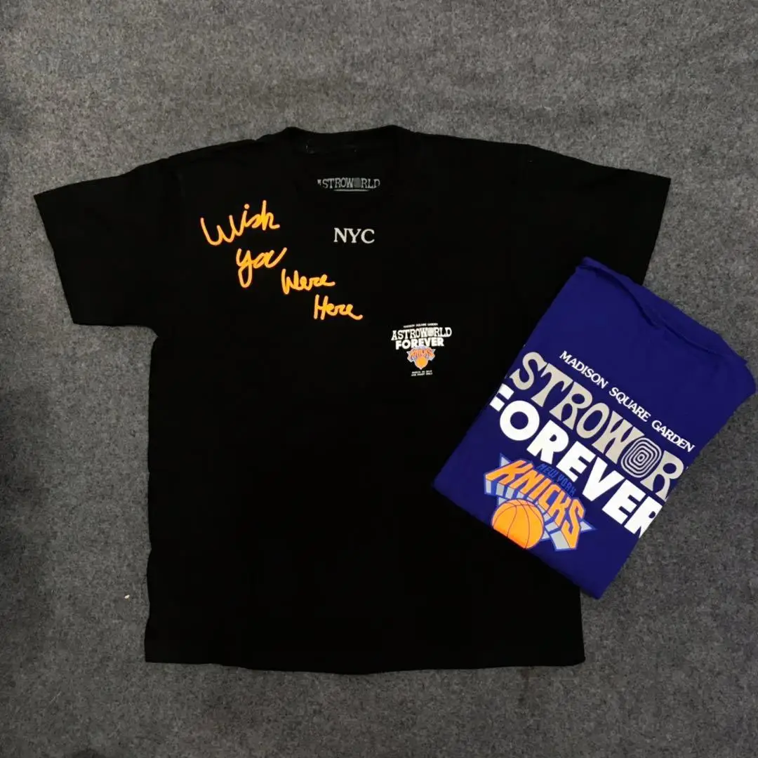 19SS ASTROWORLD Трэвиса Скотта MSG FOREVER TEE Нью-Йорк НИКС Astroworld футболка уличная одежда хип-хоп Astroworld футболка для мужчин и женщин