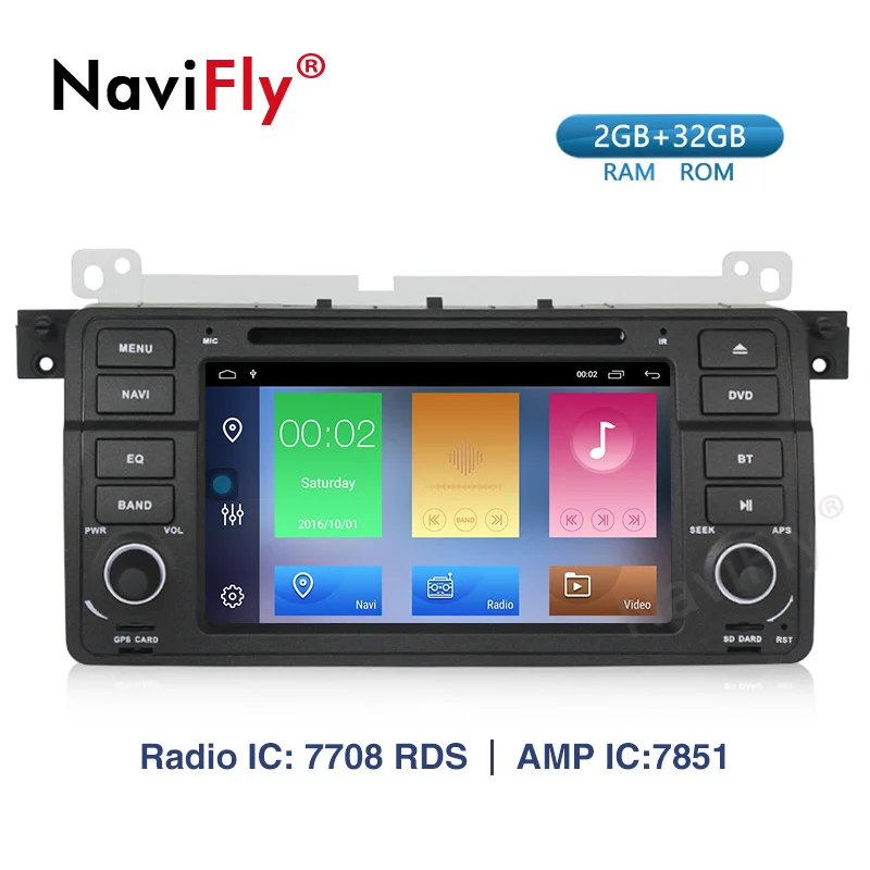 Navifly Android9.1 3 2G rom ram 4G wifi Автомобильный мультимедийный плеер для BMW/E46/M3/Rover/3 серии