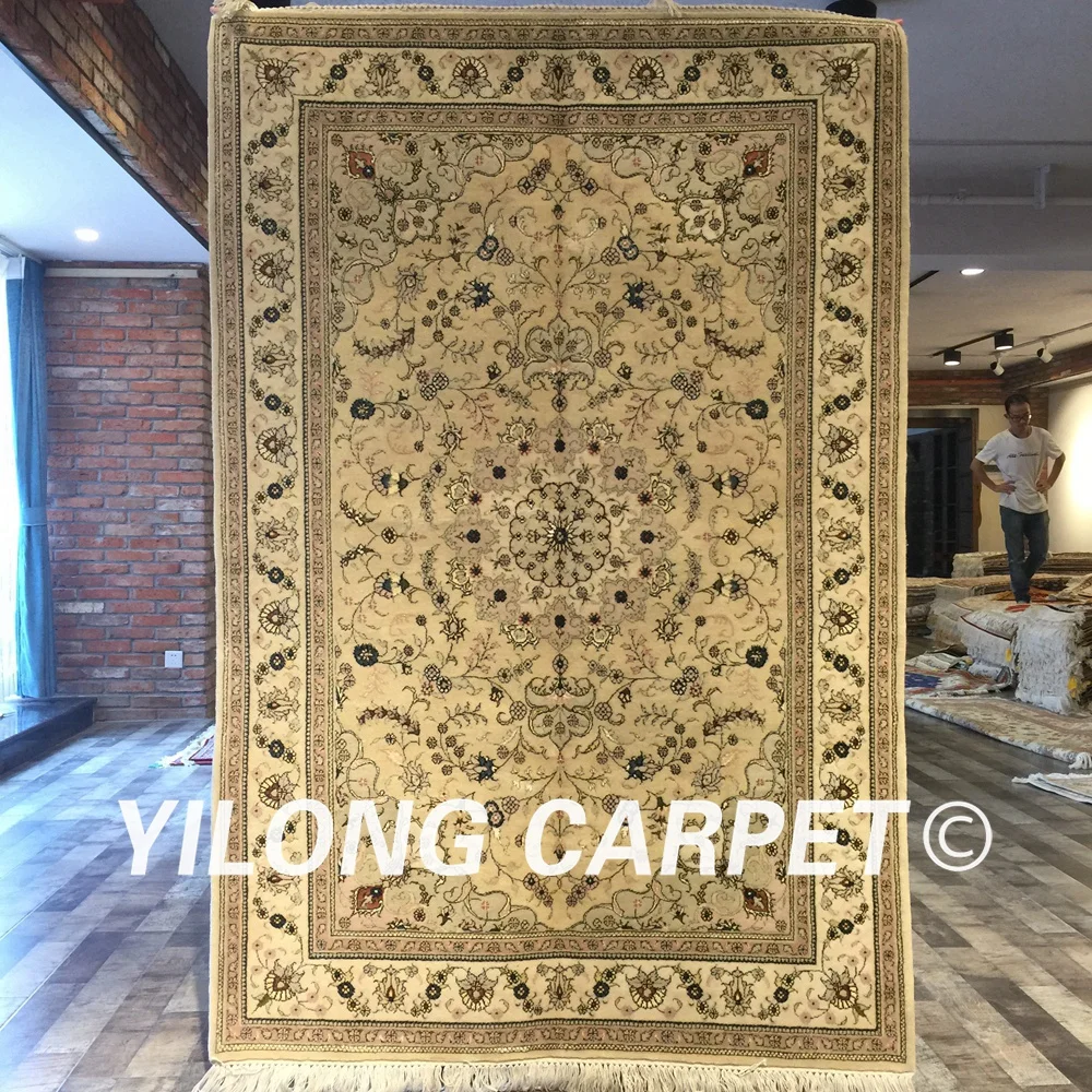Yilong 4 'x 6' восточные Изысканные цветы ручной вязки шерстяной шелковый ковер