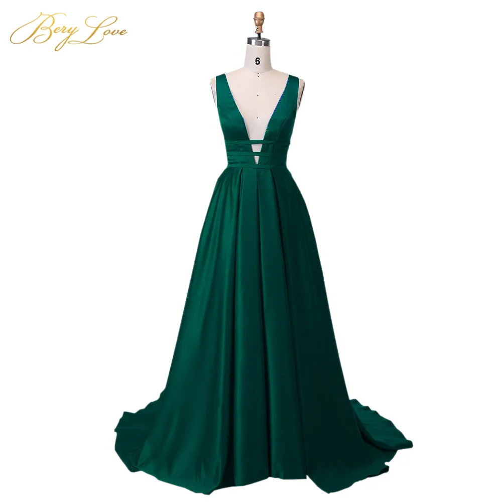Dark Green-62 Berylove, сексуальное красное вечернее платье,, элегантное, атласное, вечернее платье, длинное, официальное, Abiye, для выпускного, вечерние платья, vestido longo festa 04010248 - Цвет: Dark Green-62