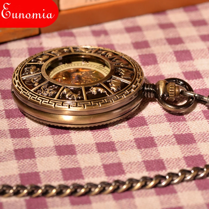 Модные механические карманные часы с ручным ветром для женщин и мужчин