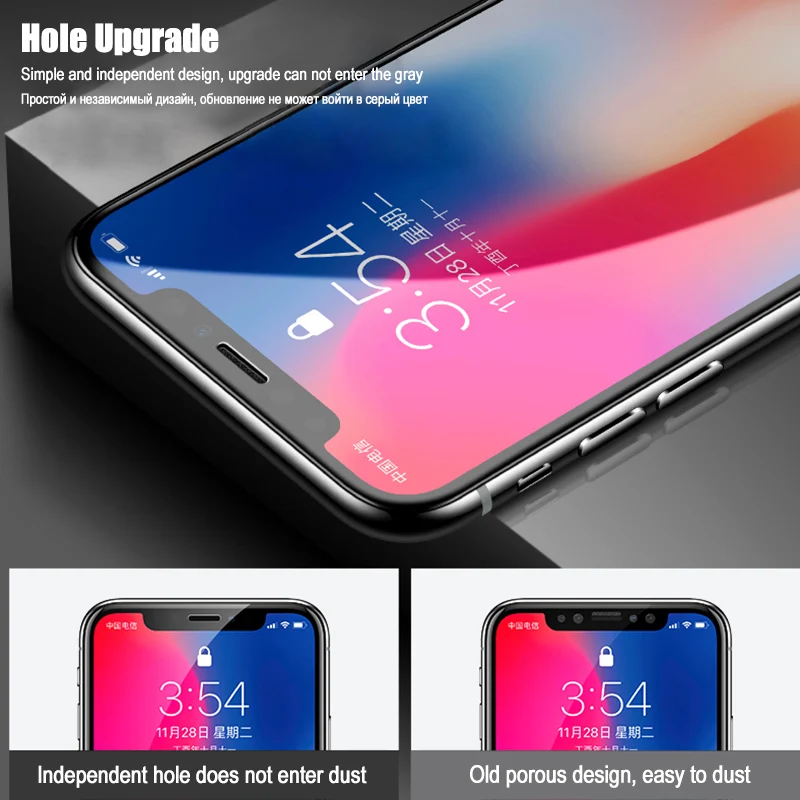 LuckGuard For iPhone X Tempered Glass 5D Full Cover Front 9H Screen Protector 6 6s 7 8 Plus iphone Film | Мобильные телефоны и