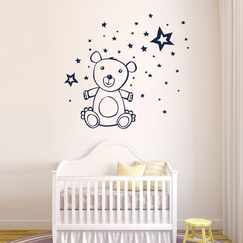 

KUCADA Creative Children's room DIY Art Wall Stickers Home Decoration Vinyl Wallpaper Cartoon Bear JG1674