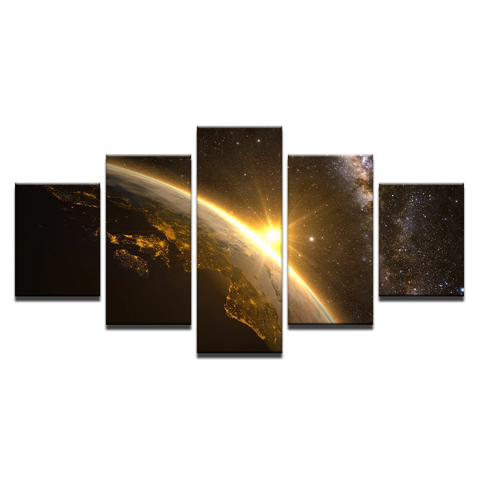 Картина на холсте настенная живопись HD печать каркас 5 шт. Planet Earth фотографии