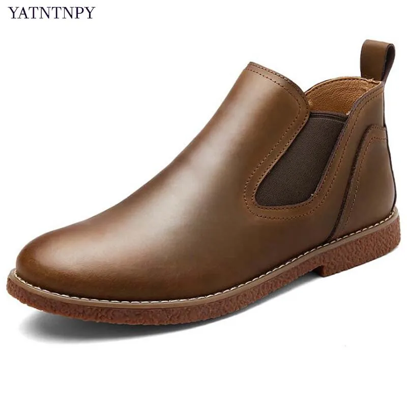 YATNTNPY/Классические мужские ботинки Челси из лакированной кожи зимние martin