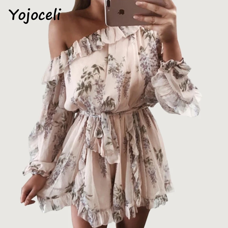 Женский комбинезон Yojoceli пляжный костюм с принтом и открытыми плечами уличная