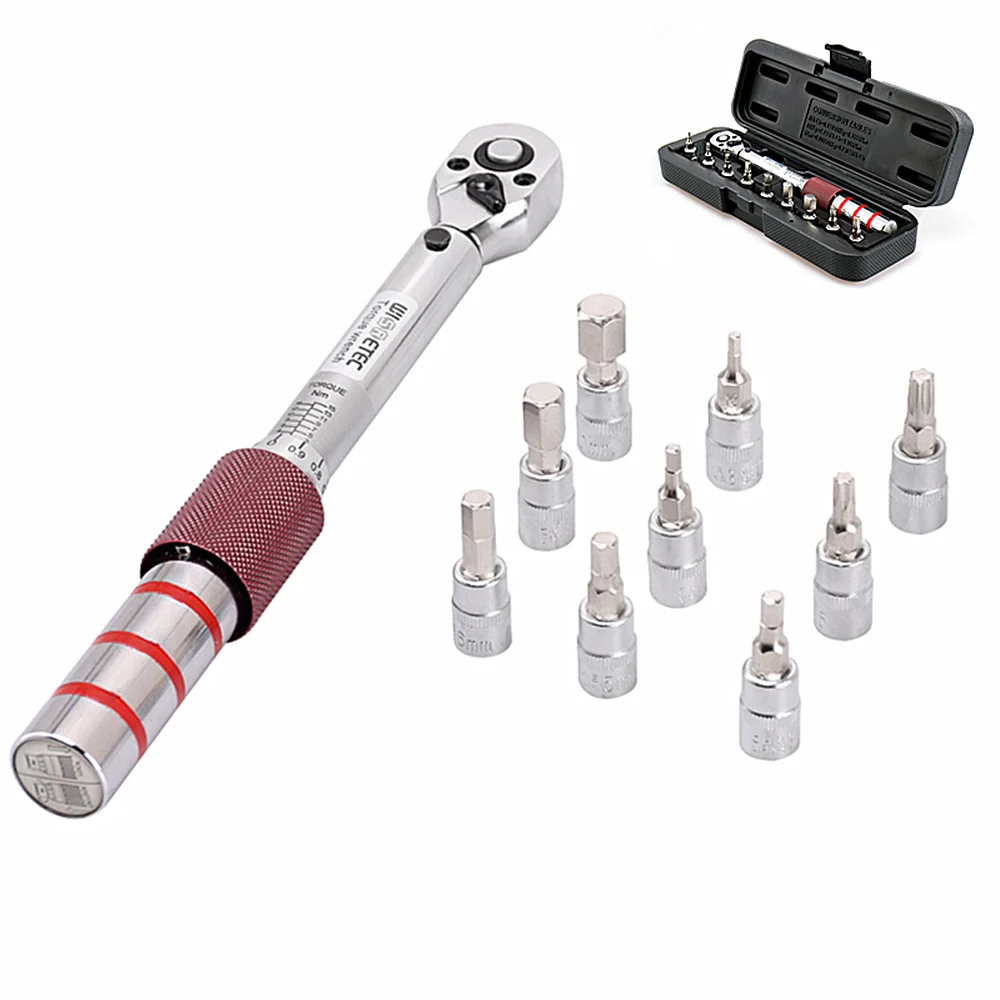 

2-15NM Bicycle Torque Wrench Set Repair Tools Bike Socket Bits Mechanical Kit Outdoor Accessories with Box