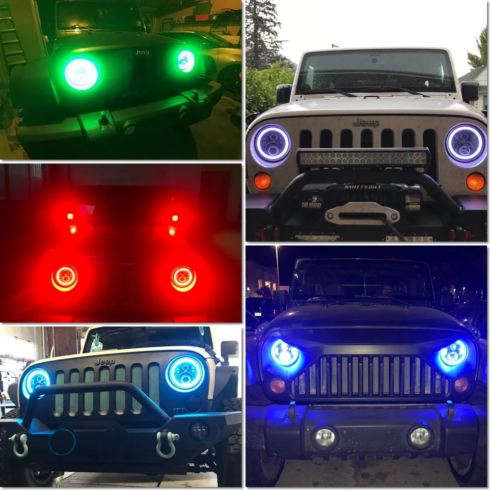 RGB 60 Вт 7 &quotкруглый светодиодный фонарь дальнего света для Jeep Land Rover Defender |