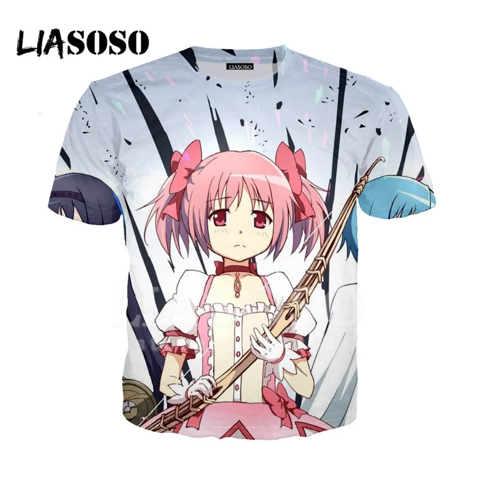 Женская и мужская футболка LIASOSO с 3D принтом японского аниме Puella Magi Madoka Magica Kaname