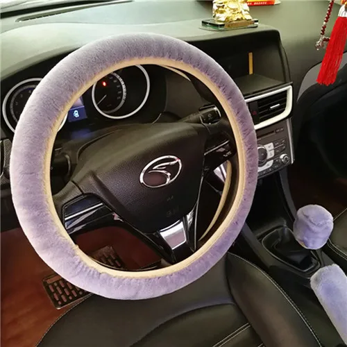 Light Gray 3 шт./компл. автомобиля Универсальный Фиксированный плюшевые Высокое качество Мягкие рулевого колеса плюша крышка аксессуары для ручного тормоза автомобильный интерьер чехол - Название цвета: Light Gray