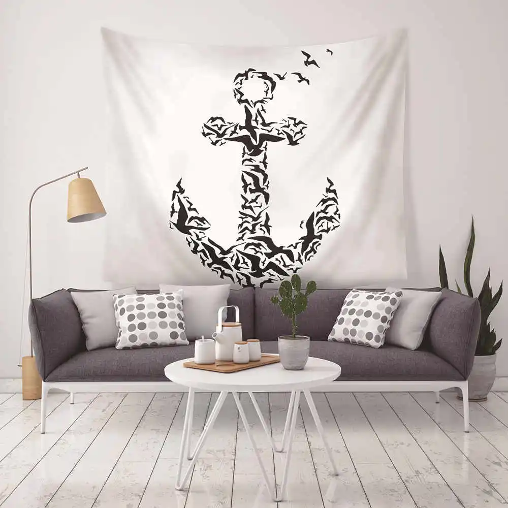Новый Хлопок Лен японский стиль лодка якорь печатных Бохо Decoracion МАНДАЛА ГОБЕЛЕН