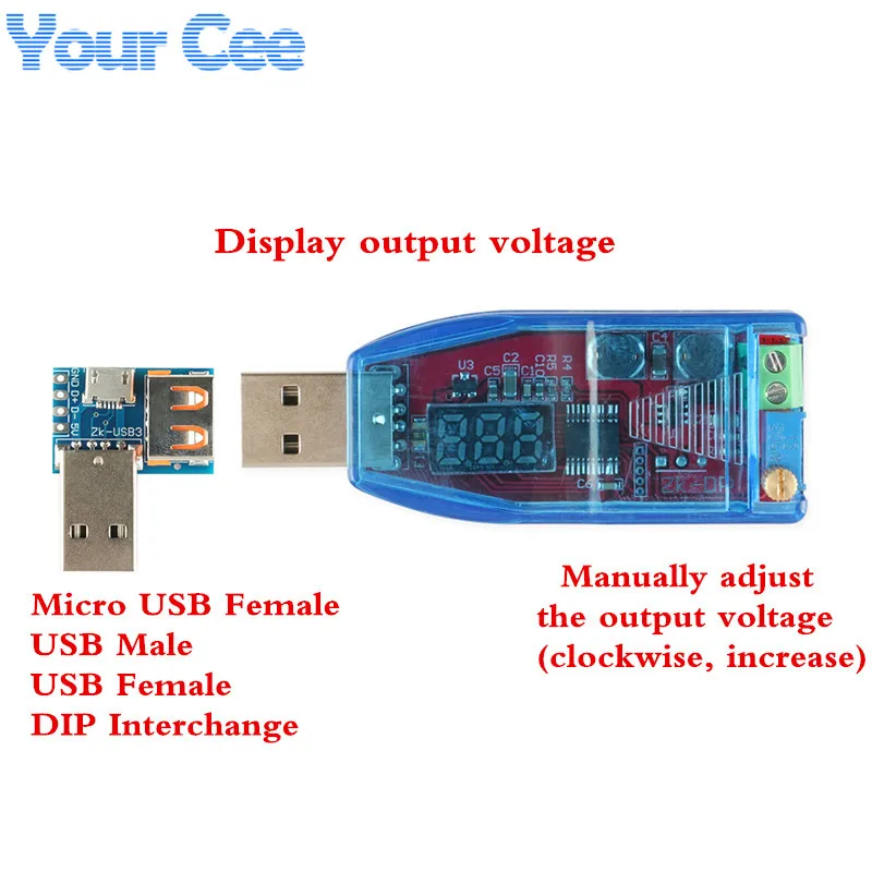 USB модуль питания DC Регулируемый понижающий заряд 3 адаптер плата Micro Женский