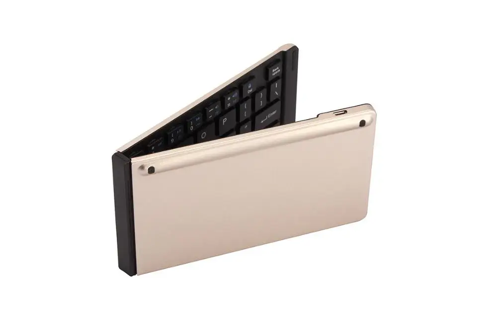 Золотой QUWIND Беспроводная Bluetooth Металлическая Складная Bluetooth клавиатура для iPad iPhone 7 8 X samsung HuaWei Android Windows устройств - Цвет: Золотой