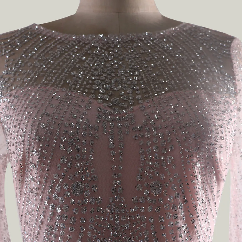 Модное платье с длинным рукавом Макси вечернее блестящее блестками для женщин 2019