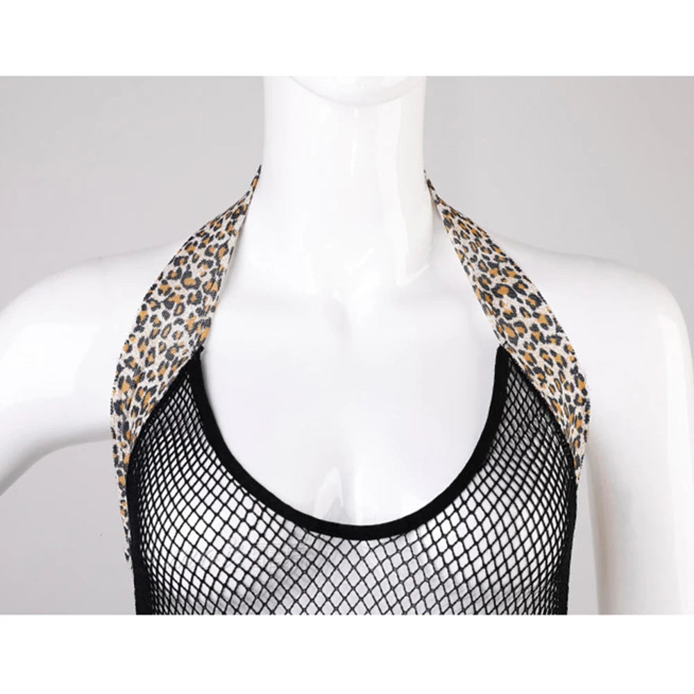 Мода женщин Холтер сетки нижнее белье комбинезон сексуальная открытая спина с