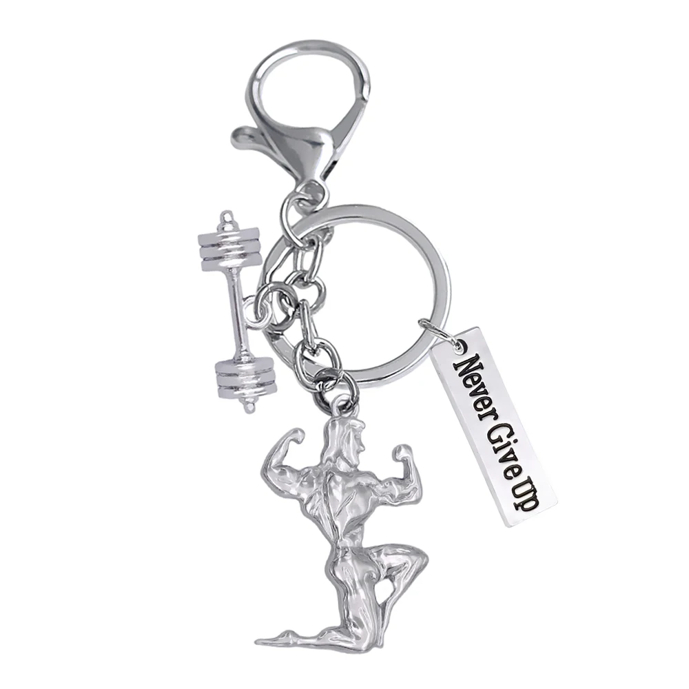 Крепкий фитнес человек кулон кольцо для ключей тренажерного зала гантель штанга