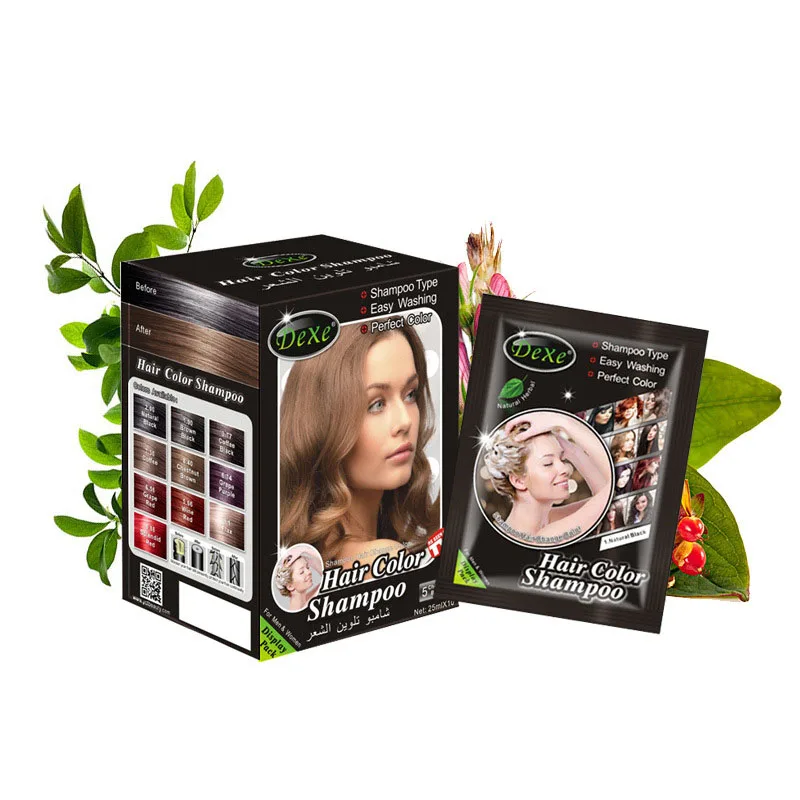 1 PCS DEXE Hair Color &amp Styling Dye 5 mins Into colors herb natural fast black hair repair shampoo 25ml 8 Colors for choice | Красота и