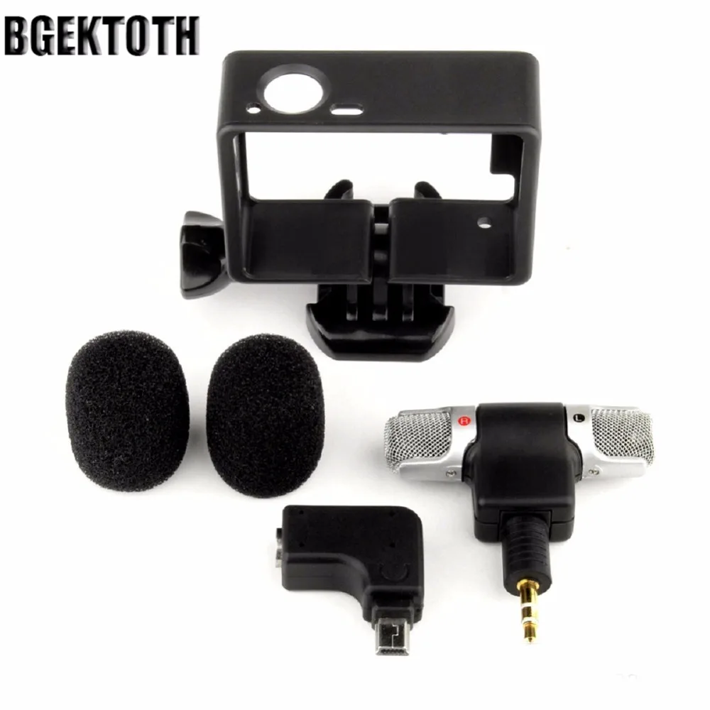 BGEKTOTH внешний микрофон+ адаптер+ стандартная рамка комплект подходит для GoPro Hero 4 3+ 3