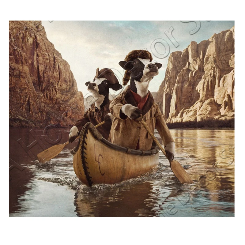 RM00125 Mosaic Needlework 5D Diy Diamond Painting Cartoon Animal Cow&ampboat Cross Stitch Square Rhinestone Drill 3D Embroi | Дом и сад