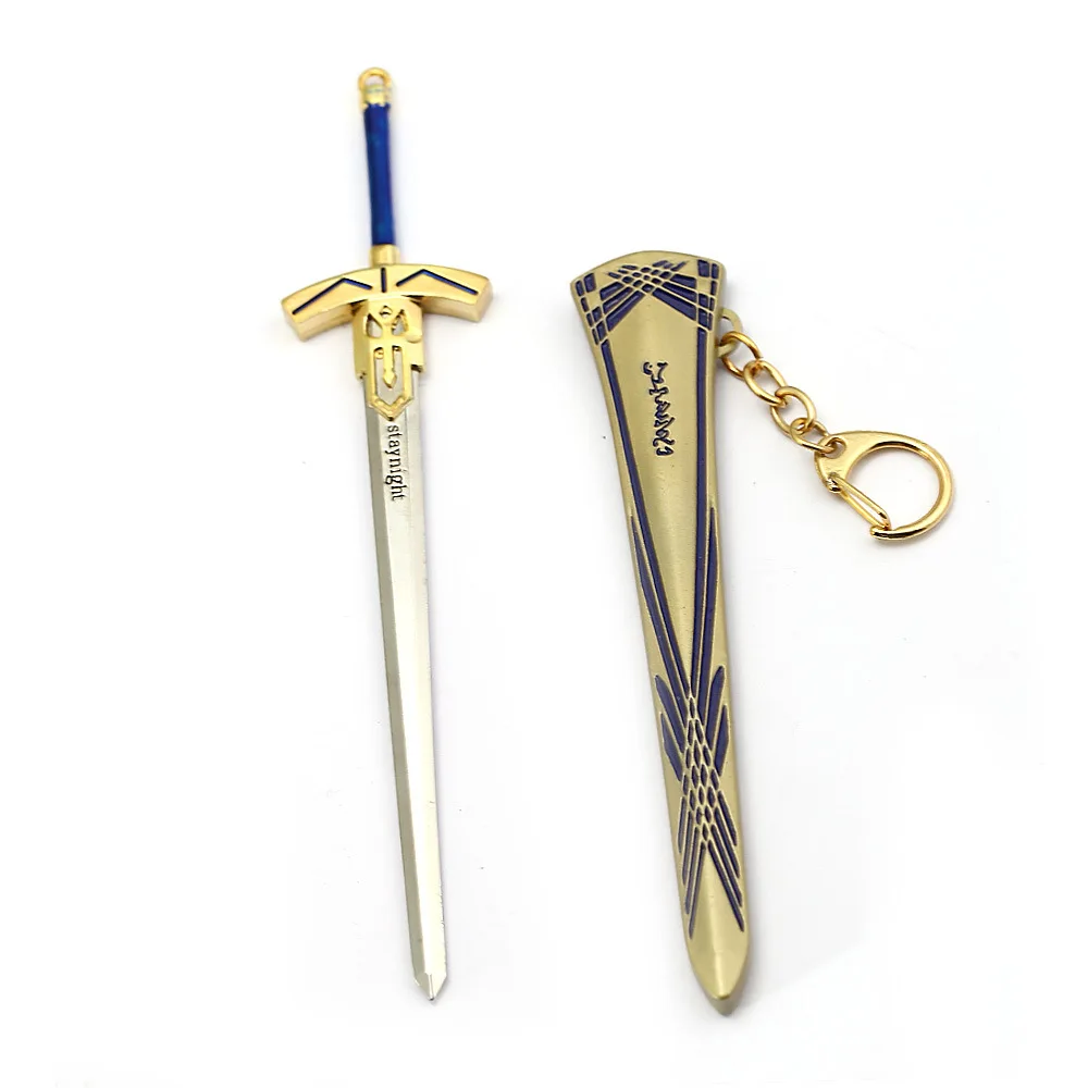 Anime Fate Grand Order Saber Weapon Keychain Arthur Pendragon Excalibur Metal Keyrings Key Chains Pendant Action Figure Toy Doll