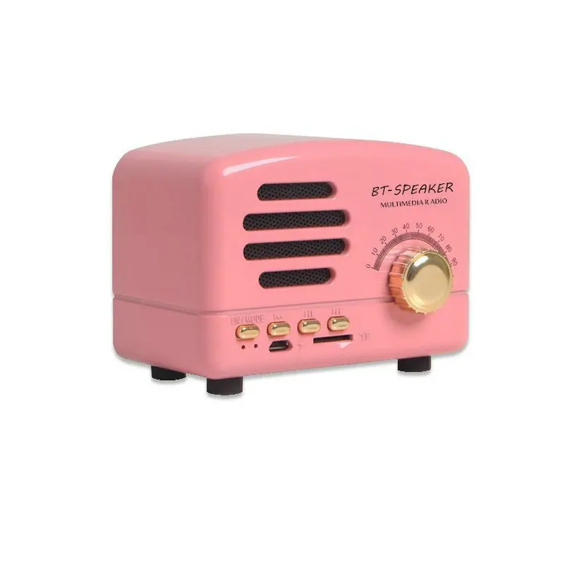 pink JOYTOP Ретро Bluetooth Динамик Портативный мини Динамик s Поддержка TF карты игральные FM радио Hands-Free для телефона ПК Беспроводной Динамик s - Цвет: pink
