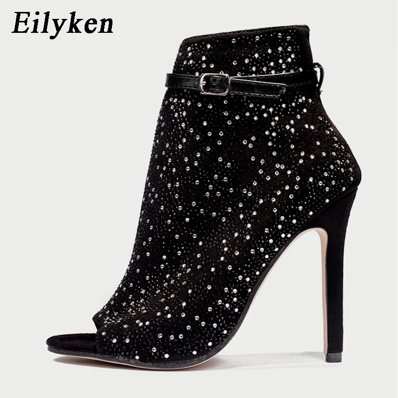 Eilyken новинка женские прозрачные туфли лодочки на высоком каблуке со стразами