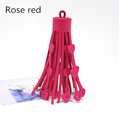 Rose red 4 шт. винтажный искусственная кожа любовь форма ювелирные изделия с кистями самодельный брелок сумка Подвеска декоративные аксессуары ремесла кисточки отделка - Цвет: Rose red