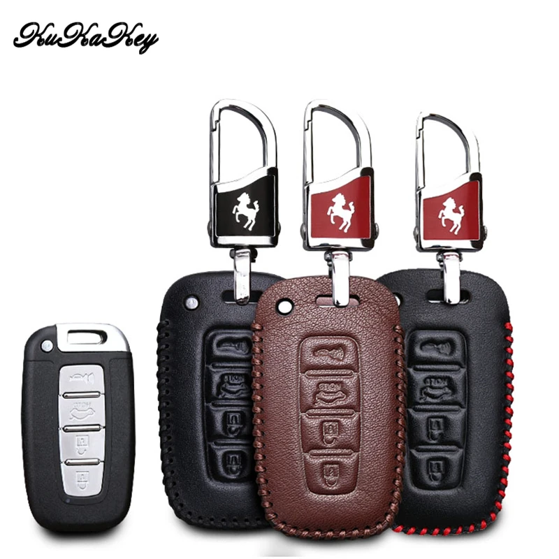Kukakey 2018 для Hyundai Genesis Coupe Соната keyless смарт кожа Ключи чехол Брелок держатель брелок