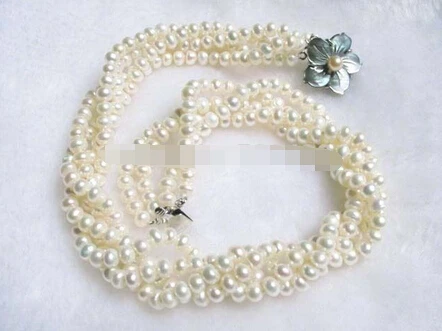LL &lt1483 ожерелье 4 нити витые белые жемчужные бусы морская оболочка застежка |