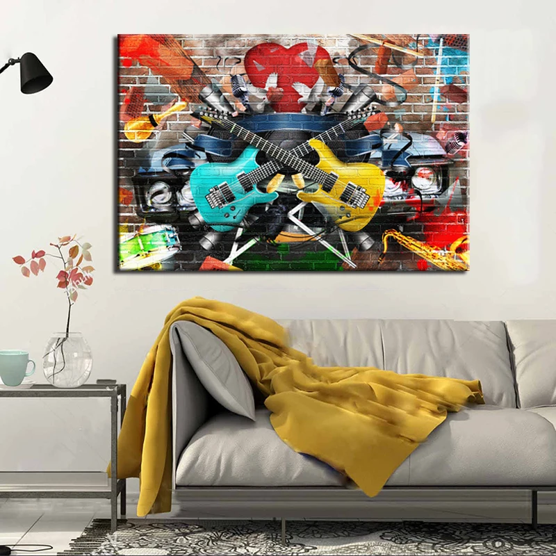 Самоотверженно арт Backstreet Музыка Wall ART фотографии Гитары Картина на холсте для