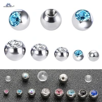 20pcs 1416g 36mm crystal nose ring screw ball tragus piercing helix earrings clear balls fake piercing making jewelry findings