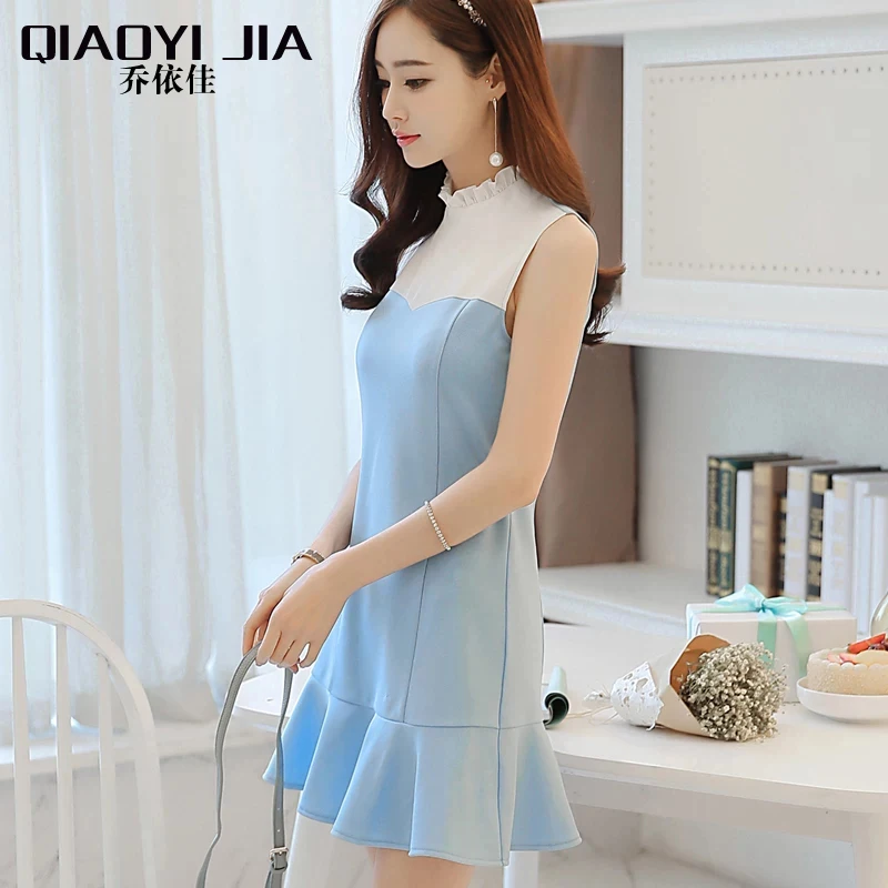 2018 летнее женское милое платье в стиле пэчворк с гофрированной горловиной