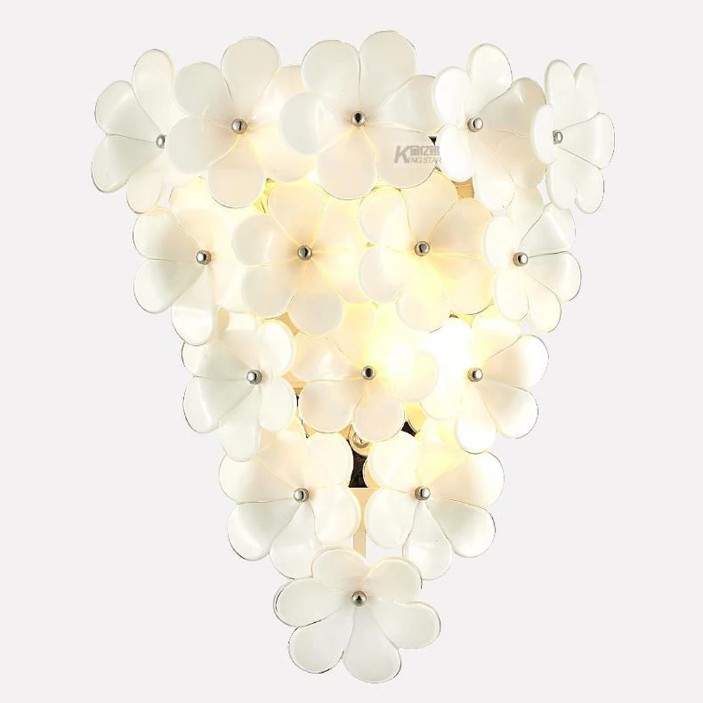 Современный настенный светильник с белыми цветами для спальни европейские