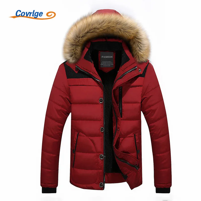 Covrlge 2017 Mens Coats Parkas Fashion Warm Winter Parka Men Clothing Overseas Fur Hood Male Jacket Cold Casual Parks MWM009