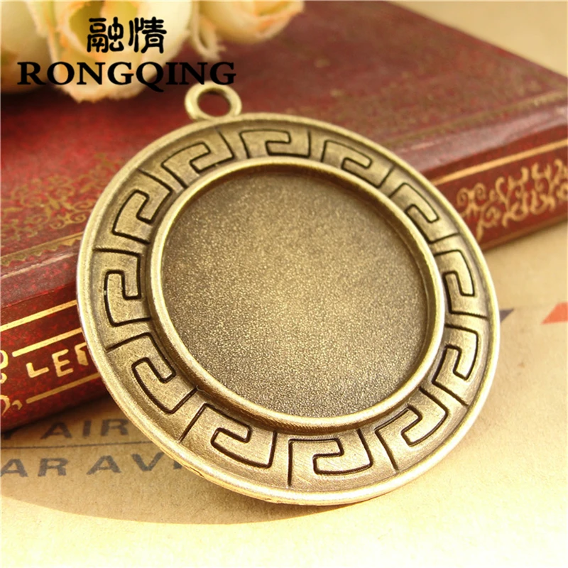 

RONGQING 20pcs/lot Religion Round Circle Cabochon Base 25mm Protection Sieraden Maken Retro Tray DIY Accessories