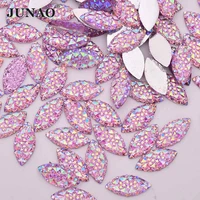 junao 715mm light purple ab non hot fix horse eye rhinestones applique resin crystal stones glue on strass gems for diy clothes